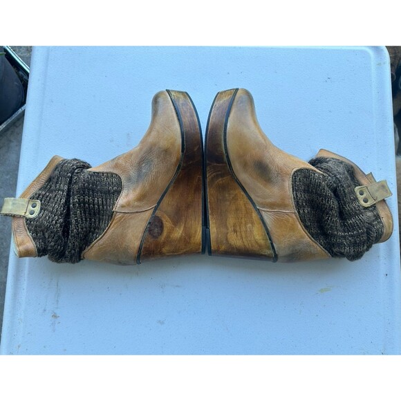Bed Stu Bruges Slouch Knit Rustic Distressed Wedge Heel Leather Boots 8.5 B - Picture 4 of 7